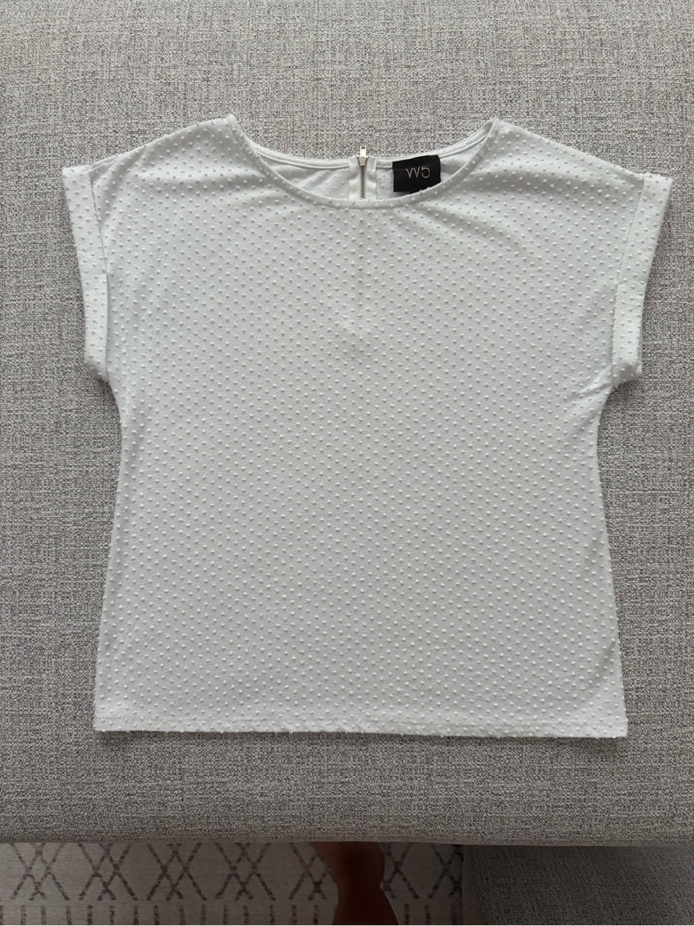 W5 White Swiss Dot Short Sleeve Top